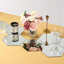 12/24/48pcs 3D Geometric Hexagon Acrylic Mirror Wall Stickers, Removable Decorative Mirrors, Hexagon Art Decor, For Home Decor, Stickers, Wall Decor, Self-Adhesive & Reusable, Shiny Feature, Glossy, For Home Decor, Room Makeover, Modern Home Decor, Renew Your Home, Rama Decor Sticker Gift Birthday Graduation Wall Decor Room Decor Wall Mirror Bathroom Decor Living Room Decor Bedroom Decor Kitchen Decor