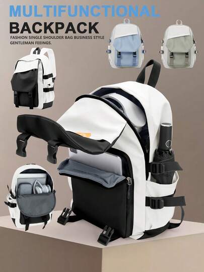 男女通用大容量背包，适合初中、高中和大学生使用，休闲旅行背包，商务背包，15.6英寸电脑笔记本工作背包，时尚校园背包，网眼背包，简约便携户外背包，适合男孩女孩工作、旅行和学习使用。