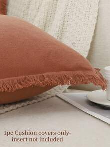 件咖啡手工流蘇亞麻枕頭套 - 咖啡棕 - 查看 2