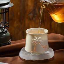 1 pieza Taza de espresso de cerámica, taza de té, diseño hueco creativo, estilo del desierto de Oriente Medio, árbol de coco de camello, la belleza del arte del vasto desierto, taza simple y exquisita de alta gama, resistente a altas temperaturas, sensación cómoda, alta calidad, taza de té para oficina y hogar, muy adecuada para uso personal o regalo