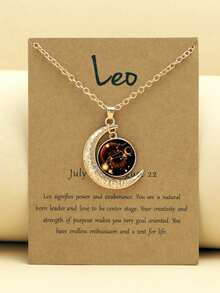 1pc-12pcs Retro Luminous Moon 12 Zodiac Signs Pendant Necklaces, Party Birthday Gifts & Daily Wear