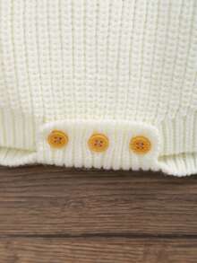 Infant Girls' Cute Ghost Pattern Solid Color Warm Knitted Romper, Halloween