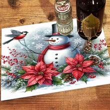 1 buc., Crăciun Fericit, Model Decorativ cu Temă de Flori și Om de Zăpadă, Covor Izolator pentru Mașină de Cafea, Covor Practic pentru Mașina de Spălat, Rafinat și Frumos Acasă, Ușor de Uscat și Șters. - Multicolor - Vizualizare 8