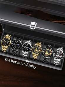 6pcs/Set Men's Business Casual Quartz Watches With Calendar, Round Dial, Multiple Color Options, Perfect Gift For Father's Day, Birthday Or Anniversary - Multicolor - View 12