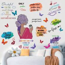 Inspirational Peel And Stick Vinyl Wall Decals - Multicolor Paint Splatter Splotches Stickers Walls - Motivational Saying Positive Quotes