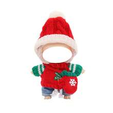 Christmas Knitted Hat, Sweater, Jeans Set, Paired With Gloves And Crossbody Bag. For Labubu, Christmas Holiday Outfit, Holiday Birthday Gift (Excluding Plush Doll)