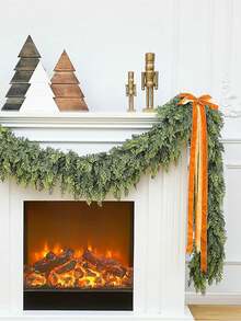 1 pieza/5 pies/125 hojas/118 hojas/48 hojas Guirnalda de cedro navideño con grosor suave de pino, guirnalda artificial de cedro verde falso para chimenea, interior, exterior, fiesta de vacaciones, decoración del hogar, Día de San Valentín, fiesta de graduación - Verde - Ver 4