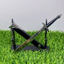 6.7inch 17cm Metal Katana Model Anime Cosplay Accessories Prop Real Size Japanese Katana Damascus Sword Original Samurai Sabre Iron Knife Black Sabre Medieval Sword Steel Blade Figure Model Gift