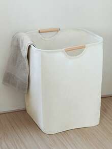 1 pieza Cesta de lavandería plegable beige | Bolsa de almacenamiento de ropa plegable impermeable, caja organizadora de juguetes | Artículo esencial rústico para el hogar | Cesta de lavandería ahorradora de espacio - Blanco - Ver 8