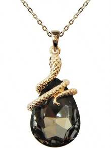 18k Gold Plated Water Drop Crystal Multicolor  Snake Pendant Necklace 16"+2"2025 - 灰色 - 查看 8