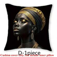 1/2/4 Stücke wählbar, moderne afrikanische Frau Familie Kissenbezüge aus Polyester, 45x45cm, goldene schwarze Farbe, mit Reißverschluss, bequeme Dekokissenbezüge im Landhausstil, (ohne Kissenfüllung)
