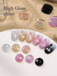 XEIJAYI 6Colors 15ml Brilliant Stars Crushed Gel Nail Polish,UV LED Soaking Nail Gel, Semi-Permanent, DIY Salon Quality Nail Art Gel - Multicolor - View 9