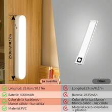 Luz de Armario LED Magnética Táctil 3 Colores Recargable USB para Trabajo en Casa - Blanco-2 - Ver 12