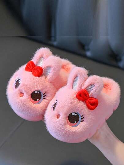 1 Pair Kids Cartoon Cute Slippers, Winter 2025 New, Boys Girls Toddlers Indoor Anti-Slip Warm Slippers