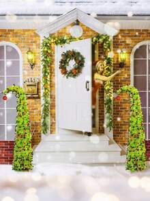 6/5英寸可折叠可伸缩金属丝弯颈圣诞树，绿色，圆形金属丝树装饰（不含灯）圣诞装饰 家居圣诞礼物 圣诞装饰品