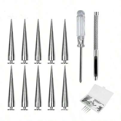 Pack Of 10/30/50 Cone Spikes Screwback Studs For Punk Clothing And DIY Crafts