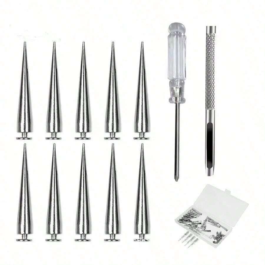 Pack Of 10/30/50 Cone Spikes Screwback Studs For Punk Clothing And DIY Crafts
