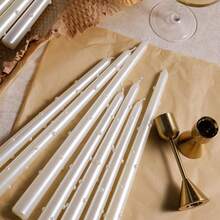 2 件/盒珍珠高脚蜡烛，欧式浪漫烛光晚餐氛围装饰蜡烛，送给家人和朋友的最佳礼物，25 厘米/9.84 英寸，30 厘米/11.81 英寸，两种长度可选 - 白色 - 查看 2