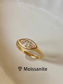 1pc Women's Quality Solitaire Ring, French Style Evil Eye Design, 925 Sterling Silver 1.5 Carat Moissanite Eye Shape, Minimalist Elegant Luxury Jewelry, Engagement, Wedding, Anniversary Gift, Comes With Moissanite Certificate And Deluxe Gift Box