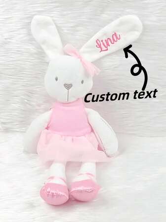 Customizable Embroidered Bunny, Bunny Ears Can Be Embroidered With Name/Logo, Comfort Plush Bunny Doll, Comfort Stuffed Doll For Sleeping, Children's Birthday Gift, Soft Bunny Plush Doll, Bunny With Removable Ballerina Tutu Dress, Customizable Adorable Bunny, Thoughtful Baby Gift, Gift For New Moms, Gift For Girlfriend, Anniversary Gift, Graduation Gift, Back To School Gift, Birthday Gift,Multi-Functional,Reusable,Ornamental,Exquisite,Stylish,Adorable,Colorful,Cute,Funny,Custom,Personalized,Customized,Unique,Ideal Gifts For Her,Ideal Gifts For Him,For Anniversaries,For Birthdays