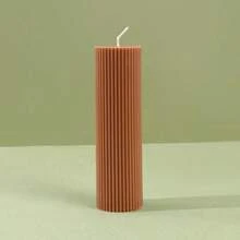 1 Set Ribbed Pillar Candles (1pc), Size: 1.96 In, 3.93 In, 7.87 In, 5.9 In, Large Soy Wax Scented Pillar Candles, Elegant Ribbed Modern Home Decor, Suitable For Bathroom And Living Room (Brown) - Multicolor - View 15