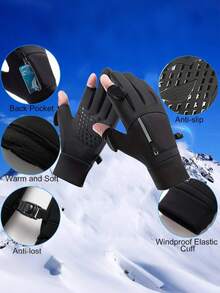男女通用冬季手套，男女触摸屏手套，寒冷天气运动手套，适合钓鱼、跑步、骑自行车、驾驶、徒步旅行，保暖防风工作手套