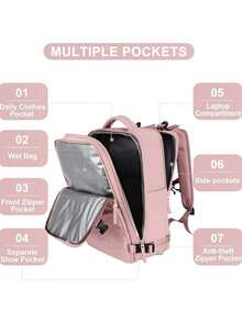 Multifunctional Travel Backpack, Waterproof, With Different Compartments, For School Or Travel - Black and White - View 7