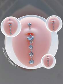 合金梅花肚脐环穿孔饰品，不锈钢锆石镶嵌，蛋白石花流苏吊坠肚脐穿孔，适合女士，日常佩戴，节日，婚礼，万圣节，圣诞节，礼物，派对 - 肚臍環 - 查看 6