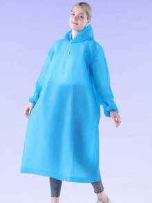 1pc Drawstring Rain Poncho, Portable Reusable Rain Jacket For Outdoor, Children And Adults, Fashion - Multicolor - View 4