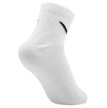 Nike Quick-Dry Soft Comfortable Unisex Training Socks, New Fit-To-Foot Shape Long-Lasting Non-Deforming Training Sports Socks, Minimalist Solid Color Versatile Daily Mid-Calf Socks, Essential Style SX7677-100 - White - View 4
