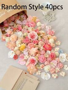 100pcs Mini Silk Flower Heads, Small Pink Fake Rose & Daisy, Bulk, Suitable For Crafts, Artificial Flower Scattering, Sunflowers, Wedding Hair Clips, Dress Decor - Multicolor - View 9