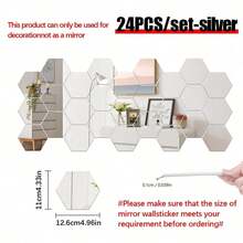12/24/48pcs 3D Geometric Hexagon Acrylic Mirror Wall Stickers, Removable Decorative Mirrors, Hexagon Art Decor, For Home Decor, Stickers, Wall Decor, Self-Adhesive & Reusable, Shiny Feature, Glossy, For Home Decor, Room Makeover, Modern Home Decor, Renew Your Home, Rama Decor Sticker Gift Birthday Graduation Wall Decor Room Decor Wall Mirror Bathroom Decor Living Room Decor Bedroom Decor Kitchen Decor