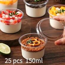 25pcs Reusable Cake Cups With Lids, Durable Non-Breakable Yogurt, Coconut Milk, Pudding, Oatmeal Cups, Transparent Dessert Cups For Cakes, Mousses, Cupcakes, Ice Cream - Transparent - View 8