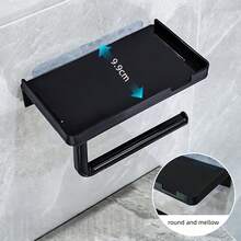 1pc Toilet Paper Holder With Phone Stand - Wall Mounted Self-Adhesive Tissue Roll Rack, Suitable For Bathroom - No Drilling Required, Thickened Design Bathroom Accessories Bathroom Tools