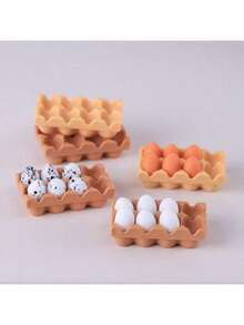 Mini Food Play Dollhouse Egg Tray Box With Yellow And White Speckled Quail Eggs, Miniature Simulated Kitchen Toy Model