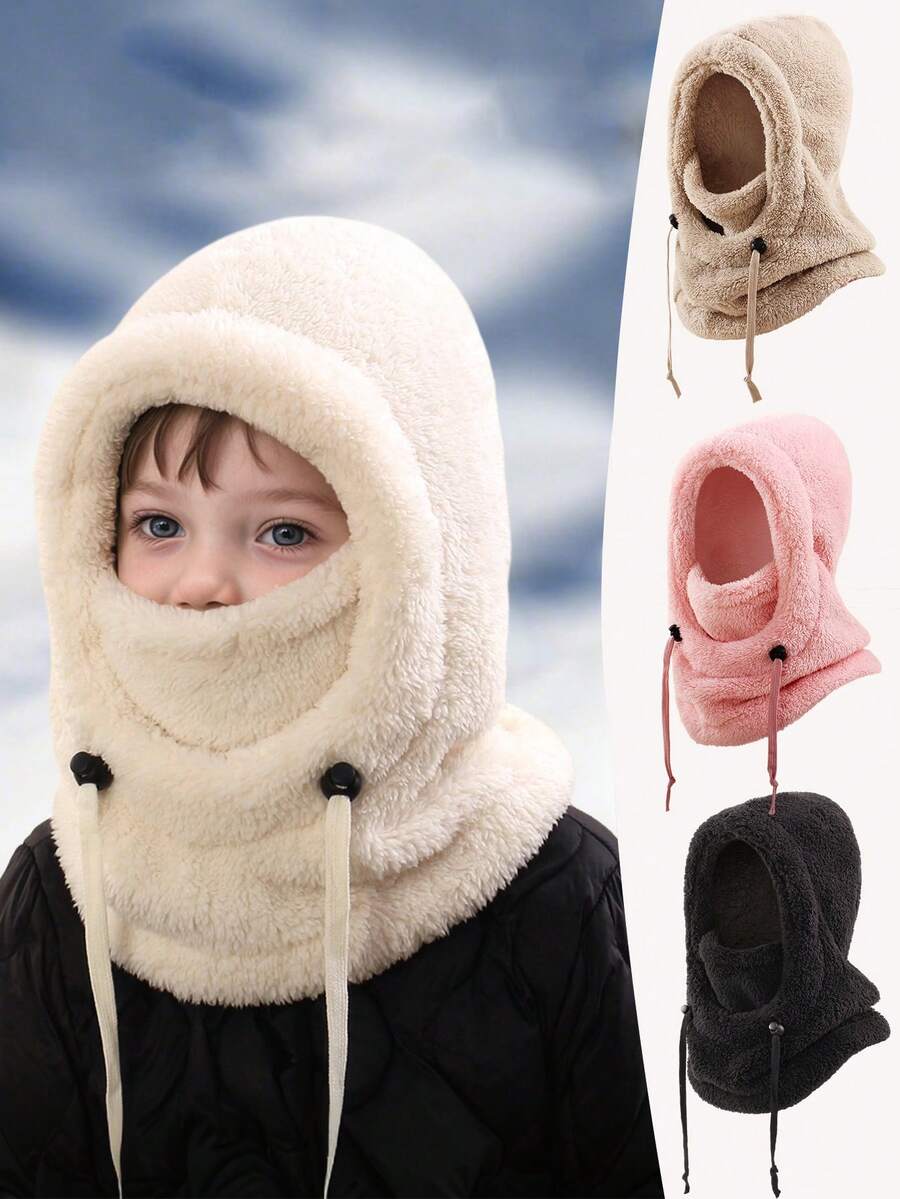 1pc Velvet Winter Warm Kids Balaclava Ski Mask For Boys Girls Multifunctional Fleece Balaclava Windproof One Size Child Suitable For Skiing, Daily Warm Hat