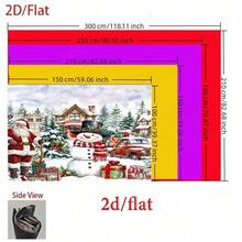 1pcFestive Santa And Snowman Winter Scene Backdrop, Merry Christmas Banner With Charming Santa Claus, Cheerful Snowman, Snow-Covered Houses, Pine Trees, And Red Truck With Gifts, Ideal For Holiday Parties, Winter Celebrations, Photo Booth Props, Event Decorations, And Home Decor.Christmas Decorations