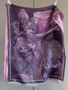1pc Elegant Floral Jacquard Scarf, Versatile Warm Wrap Shawl For Women, Faux Cashmere