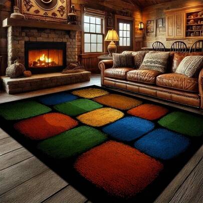 1 件奢华图案印花时尚柔软创意地毯，适合室内/室外，可机洗，四季地毯，家居装饰