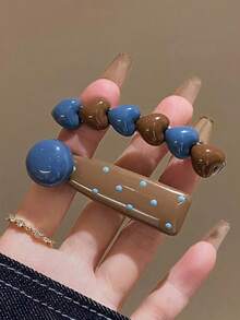 1pc/2pcs Solid Color Casual Acrylic Heart Shaped Barrette, Sweet Front Bangs Clip Hair Accessory, Claw Clips, Hair Slide, Hair Barrettes