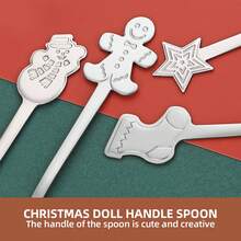 4/8/12pcs Creative Christmas Stainless Steel Coffee/Tea/Soup Spoons, 12.7cm,Christmas Decor,Partyfavor,Food Catering For Christmas