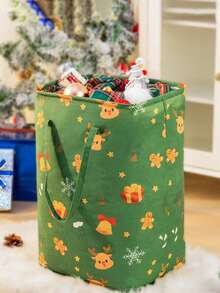 1 件圣诞洗衣篮，大容量储物袋，整理箱，适用于存放衣服、礼物等，用于节日装饰和存储，大容量，厚实，红色和绿色