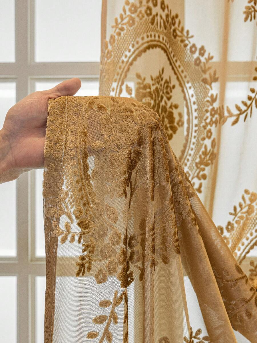 1 件亚麻现代亚麻纱窗帘 - 日式亚麻风格，杆袋设计，适用于客厅和卧室 - 透明滤光窗帘，客厅窗帘，卧室窗帘 - 彩色 - 查看 1