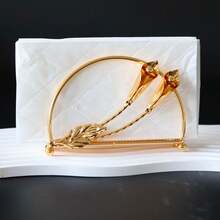 1 pezzo Portasalviette in carta stile europeo a forma di giglio di calla dorato, adatto per soggiorno, sala da pranzo, studio, camera da letto, esterno e varie occasioni