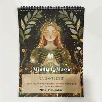 1 件 2026 年日历 - 魔法森林主题，充满神秘感的内页，带有植物、动物、闪闪发光的设计，12 个月挂历，适用于卧室、家居、办公室、万圣节、圣诞节、节日礼物