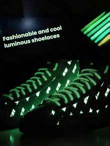 A Pair Of Round, No Knots, Mushroom Spring Buckle Style, Tight Laces, Including Luminous Style Laces, High Elastic Laces, Not Easy To Break. They Are Suitable For Sneaker, Basketball Shoes And Casual Shoes, Convenient And Comfortable To Wear