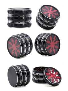 1 Metal Grinder - Four Layer Manual Crusher, Designed With Red And Purple Snowflakes, Made Of Zinc Alloy Material - Portable Smoking Tool Gift, Fashionable Smoking Tool, Metal Food Grinder.