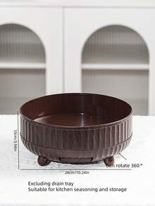 1pc New Walnut Wood Grain Tray, 360° Rotating, Drainable, PET Material Lid, ABS Material Tray, Durable, Reusable Fruit, Dessert, Snack, Bread Tray, Suitable For Kitchen Condiment Storage, Various Festivals, Parties, Dinner Parties, Daily Living Room Desktop Storage, Kitchen Storage - Wood Grain Walnut Color - View 9