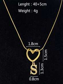 1 Piece Of Fashionable And Simple Stainless Steel Hollowed-Out Heart A-Z,26 English Letter Pendant Titanium Steel Necklace, Female Surname Collarbone Chain, A Niche And Light Luxury Gift For Best Friends, Family And Loved Ones On Festivals! Suitable For Daily Casual Wear Of Necklace Jewelry