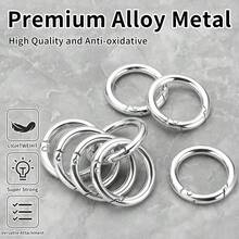 10/20/30pcs Flat Spring O-Rings, Metal Key Rings, Round Carabiner Clips, Suitable For Key Chains, Bags, Purses - Key Chain Hooks Replacement For DIY